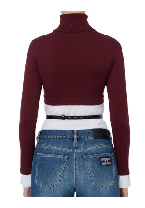 Maglia ELISABETTA FRANCHI donna MK14T56 Bordeaux aderente popeline cotone viscosa collo alto zip invisibile ELISABETTA FRANCHI | Dolcevita | MK14T56CM4